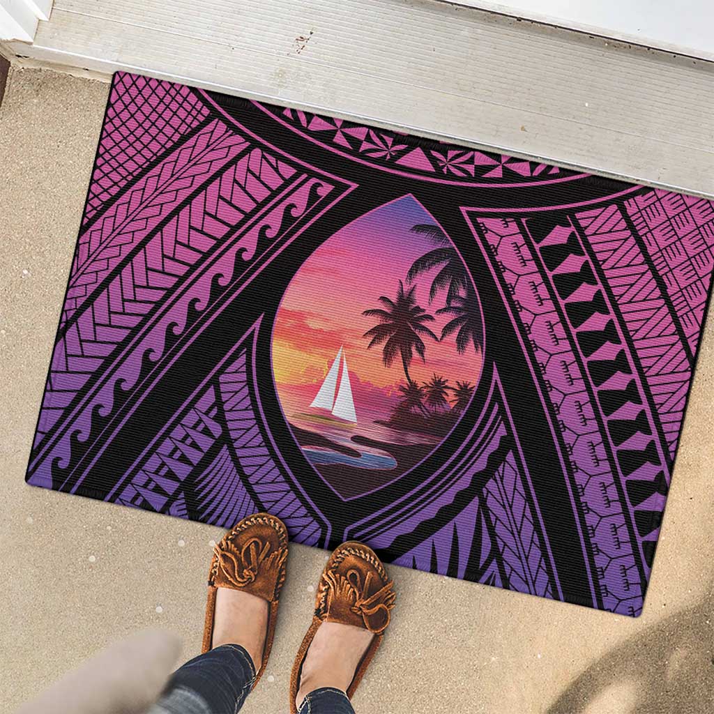 Guam Chamorro Artsy Rubber Doormat Guahan Sunset Beach
