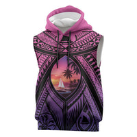 Guam Chamorro Artsy Sleeveless Hoodie Guahan Sunset Beach - Polynesian Pride