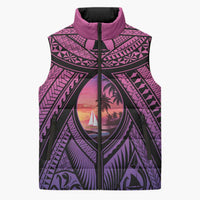 Guam Chamorro Artsy Sleeveless Puffer Jacket Guahan Sunset Beach - Polynesian Pride
