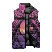 Guam Chamorro Artsy Sleeveless Puffer Jacket Guahan Sunset Beach - Polynesian Pride