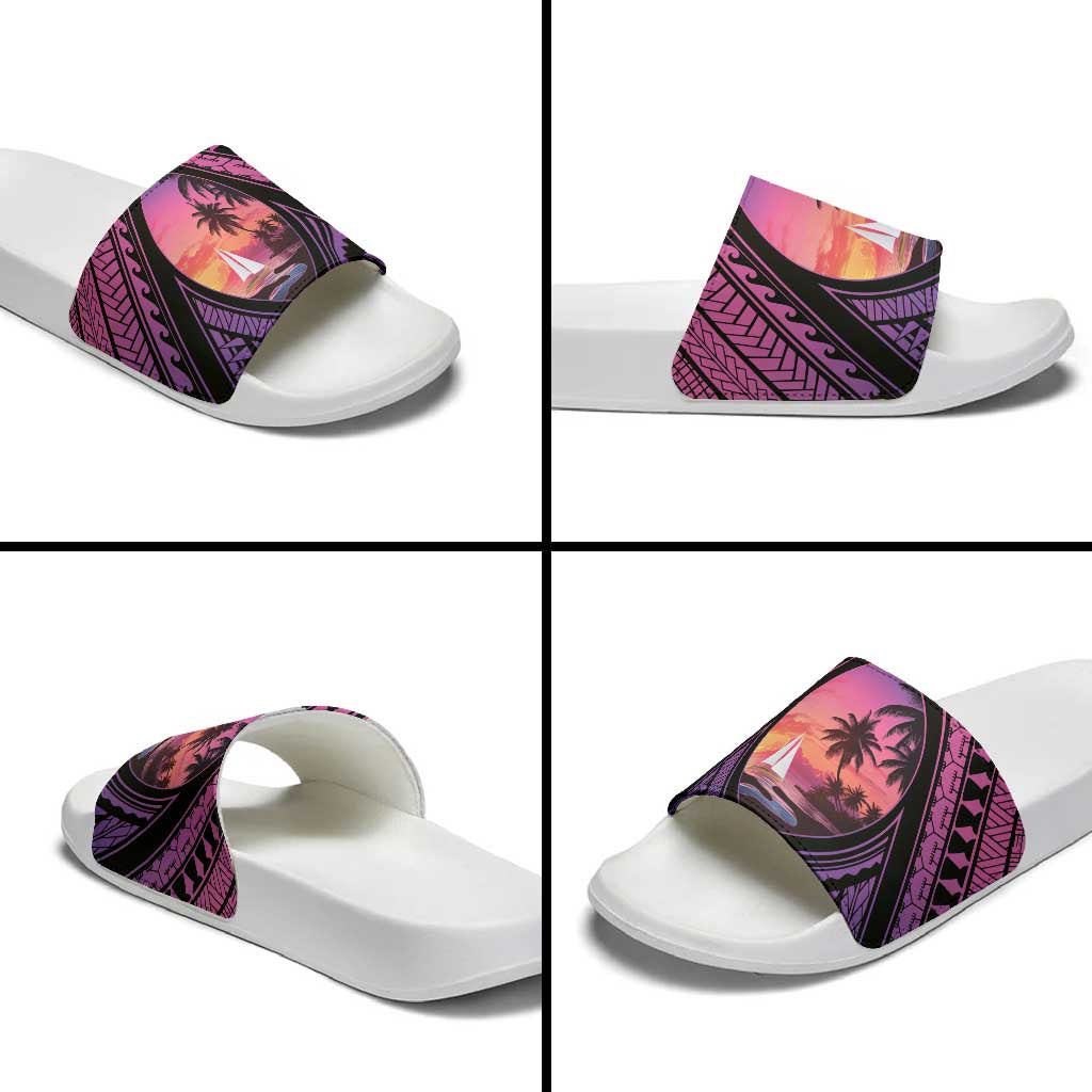 Guam Chamorro Artsy Slide Sandals Guahan Sunset Beach - Polynesian Pride
