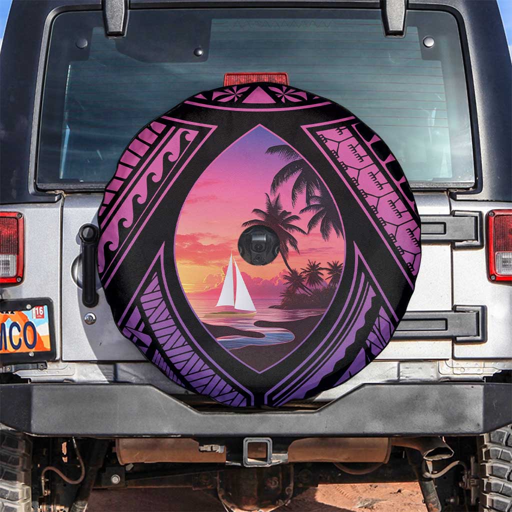Guam Chamorro Artsy Spare Tire Cover Guahan Sunset Beach