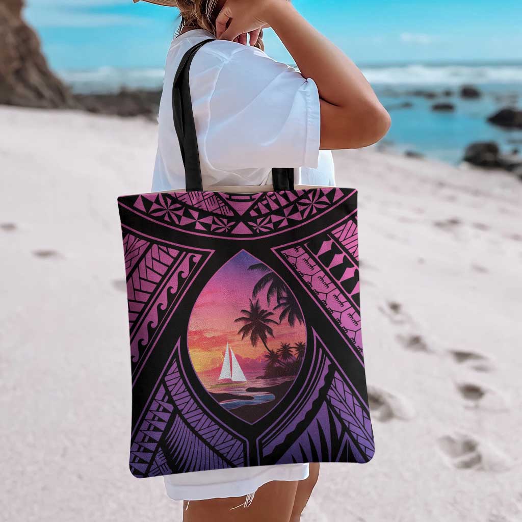 Guam Chamorro Artsy Tote Bag Guahan Sunset Beach - Polynesian Pride