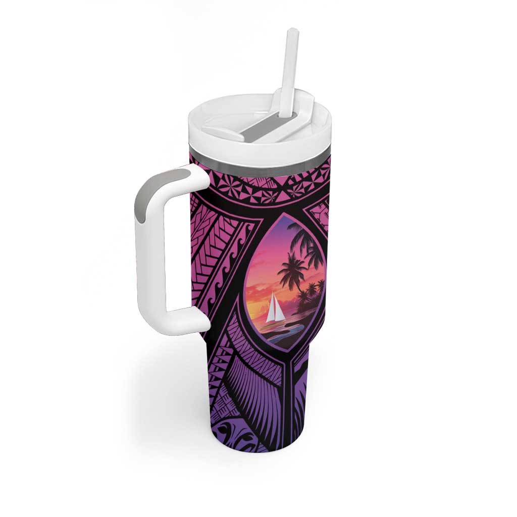 Guam Chamorro Artsy Tumbler With Handle Guahan Sunset Beach