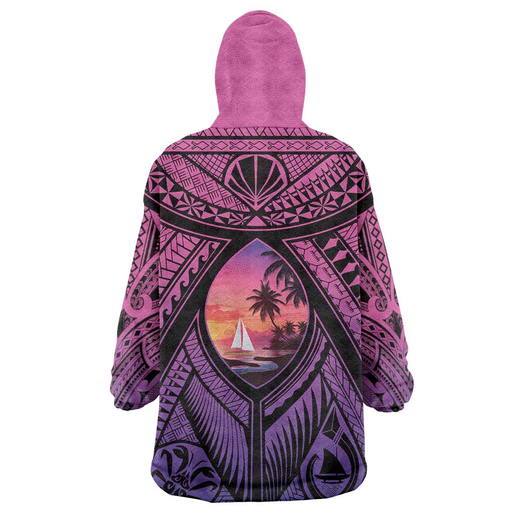 Guam Chamorro Artsy Wearable Blanket Hoodie Guahan Sunset Beach