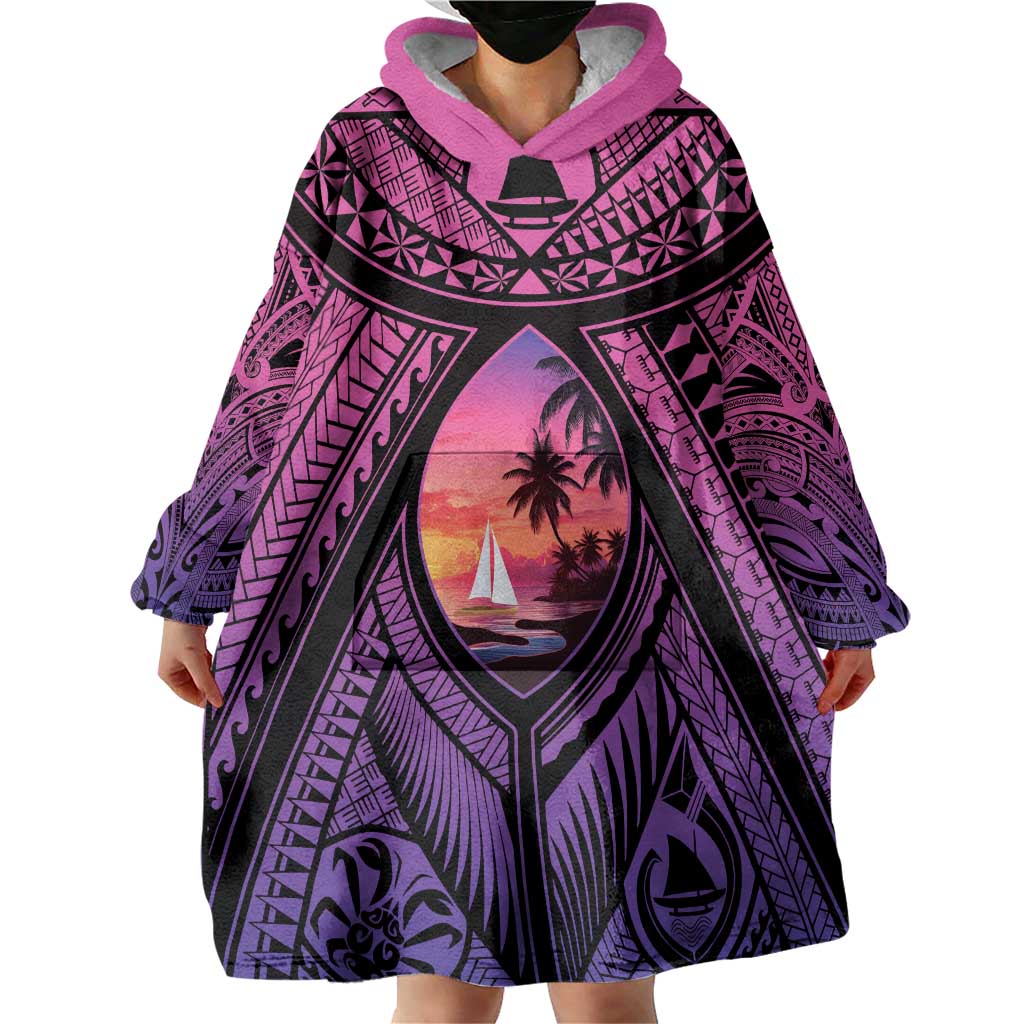 Guam Chamorro Artsy Wearable Blanket Hoodie Guahan Sunset Beach