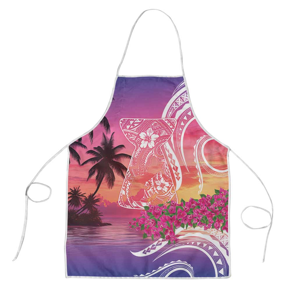 Guam Latte Stone with Map Apron Bougainvillea Beach Sunset - Polynesian Pride