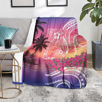 Guam Latte Stone with Map Blanket Bougainvillea Beach Sunset