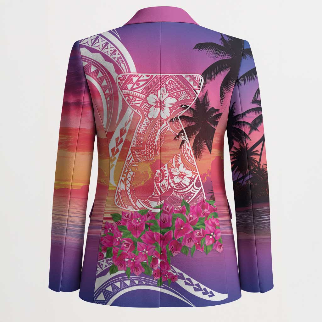 Guam Latte Stone with Map Blazer Bougainvillea Beach Sunset - Polynesian Pride