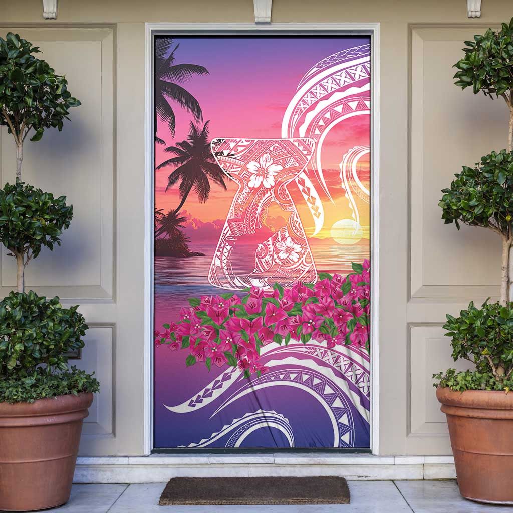 Guam Latte Stone with Map Door Cover Bougainvillea Beach Sunset - Polynesian Pride