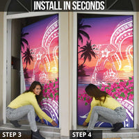 Guam Latte Stone with Map Door Cover Bougainvillea Beach Sunset - Polynesian Pride