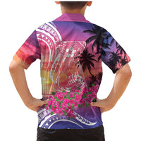 Guam Latte Stone with Map Family Matching Mermaid Dress and Hawaiian Shirt Bougainvillea Beach Sunset LT9 - Polynesian Pride