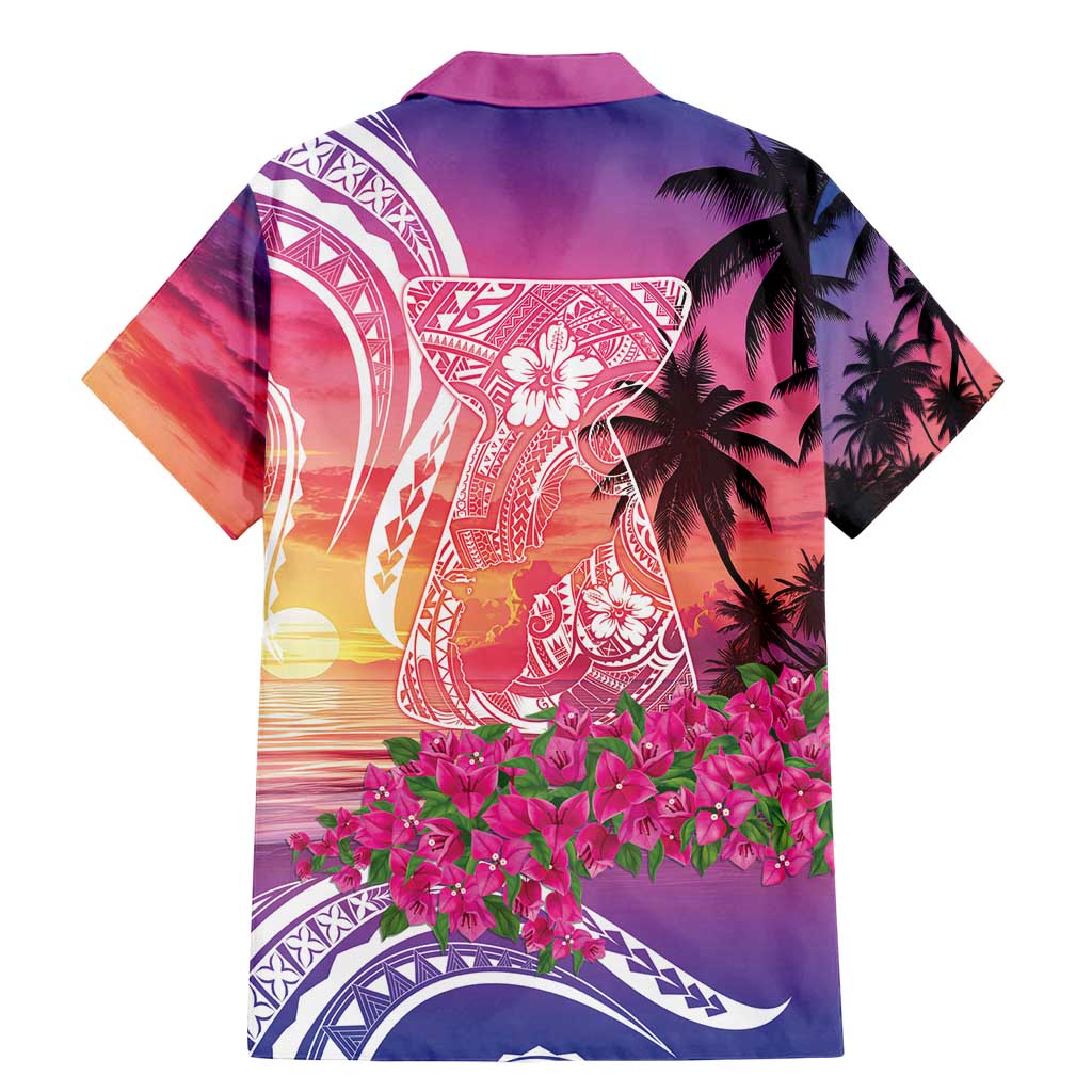 Guam Latte Stone with Map Family Matching Mermaid Dress and Hawaiian Shirt Bougainvillea Beach Sunset LT9 - Polynesian Pride