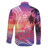 Guam Latte Stone with Map Family Matching Mermaid Dress and Hawaiian Shirt Bougainvillea Beach Sunset LT9 - Polynesian Pride