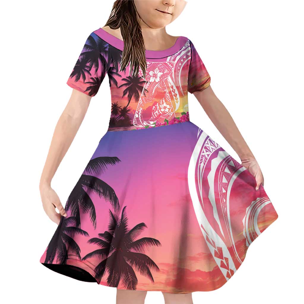 Guam Latte Stone with Map Family Matching Off Shoulder Short Dress and Hawaiian Shirt Bougainvillea Beach Sunset