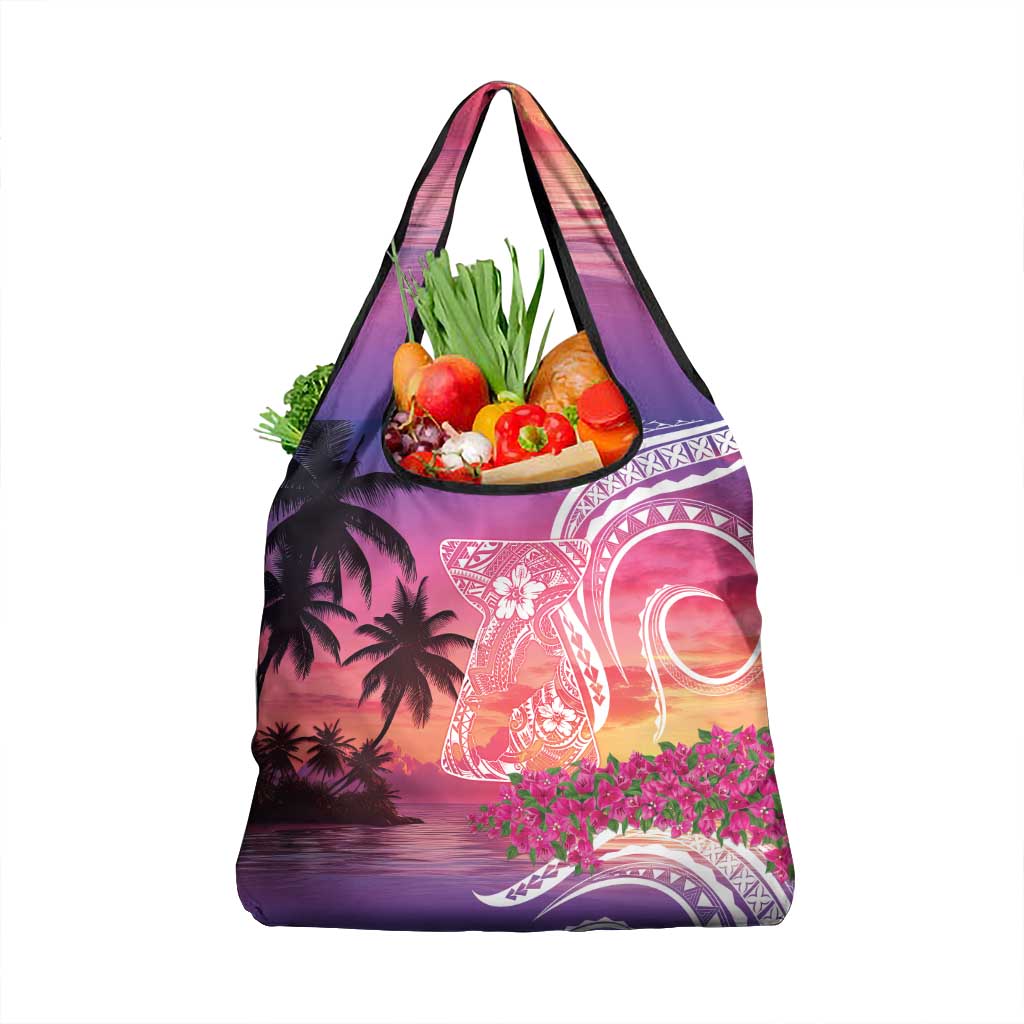 Guam Latte Stone with Map Grocery Bag Bougainvillea Beach Sunset LT9 1-pack One Size Sunset - Polynesian Pride