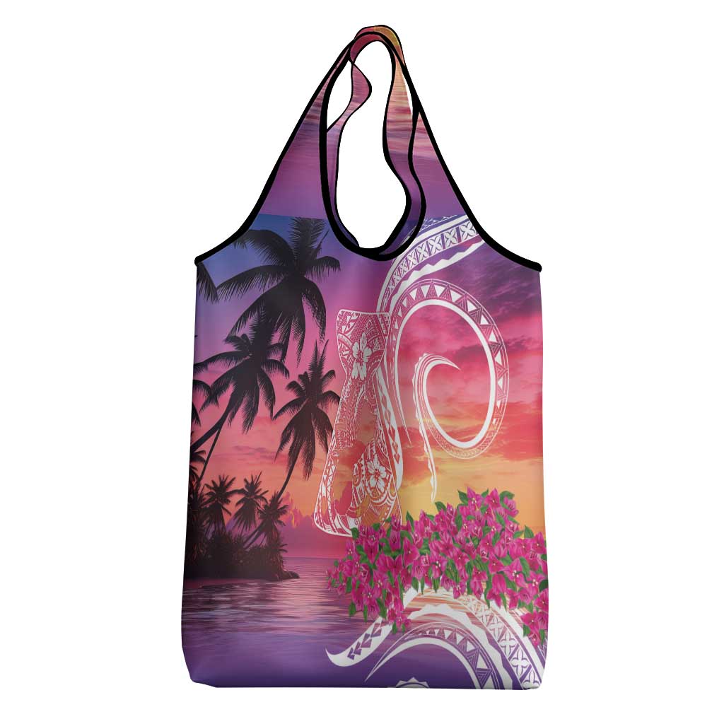 Guam Latte Stone with Map Grocery Bag Bougainvillea Beach Sunset LT9 - Polynesian Pride