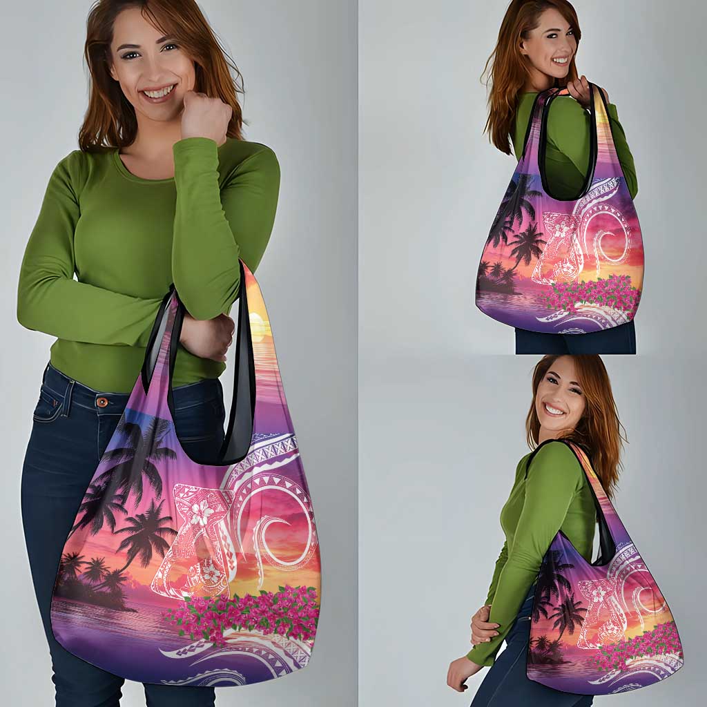 Guam Latte Stone with Map Grocery Bag Bougainvillea Beach Sunset LT9 - Polynesian Pride
