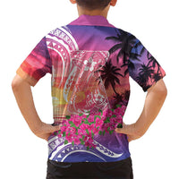 Guam Latte Stone with Map Hawaiian Shirt Bougainvillea Beach Sunset