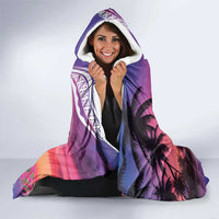 Guam Latte Stone with Map Hooded Blanket Bougainvillea Beach Sunset