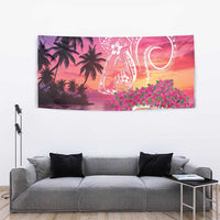 Guam Latte Stone with Map Tapestry Bougainvillea Beach Sunset