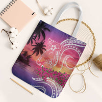 Guam Latte Stone with Map Tote Bag Bougainvillea Beach Sunset - Polynesian Pride
