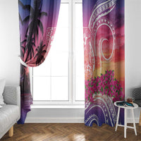 Guam Latte Stone with Map Window Curtain Bougainvillea Beach Sunset LT9 - Polynesian Pride
