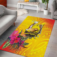 Papua New Guinea Cultural Tropical Flowers Area Rug