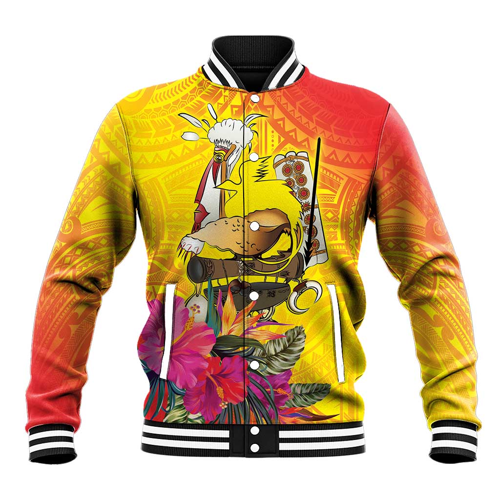 Papua New Guinea Cultural Tropical Flowers Baseball Jacket