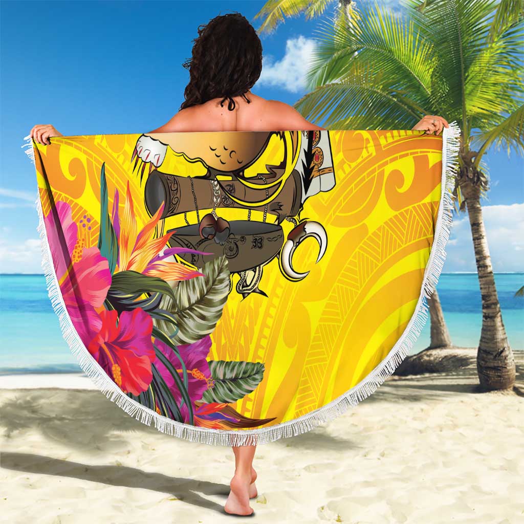 Papua New Guinea Cultural Tropical Flowers Beach Blanket