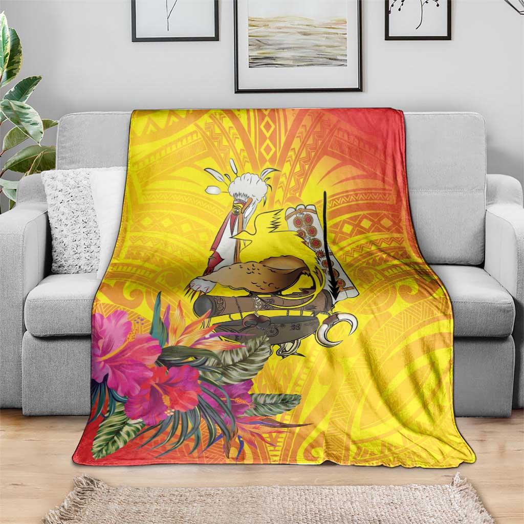 Papua New Guinea Cultural Tropical Flowers Blanket