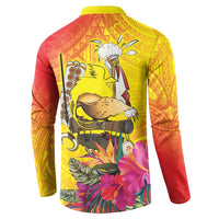 Papua New Guinea Cultural Tropical Flowers Button Sweatshirt