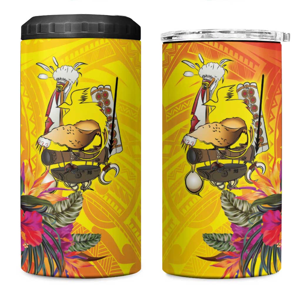 Papua New Guinea Cultural Tropical Flowers 4 in 1 Can Cooler Tumbler