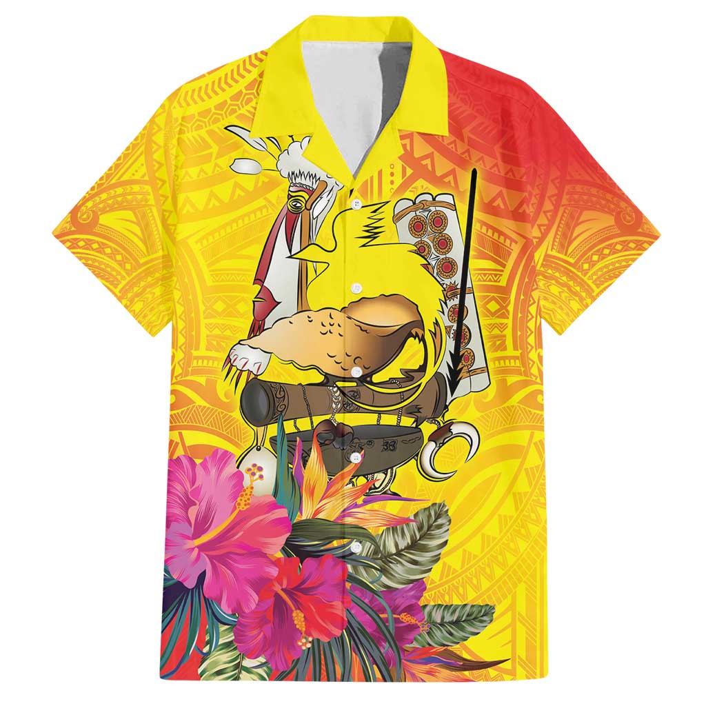 Papua New Guinea Cultural Tropical Flowers Family Matching Off Shoulder Maxi Dress and Hawaiian Shirt