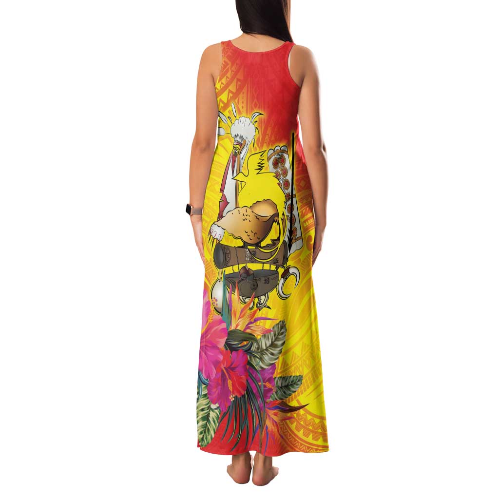 Papua New Guinea Cultural Tropical Flowers Family Matching Tank Maxi Dress and Hawaiian Shirt