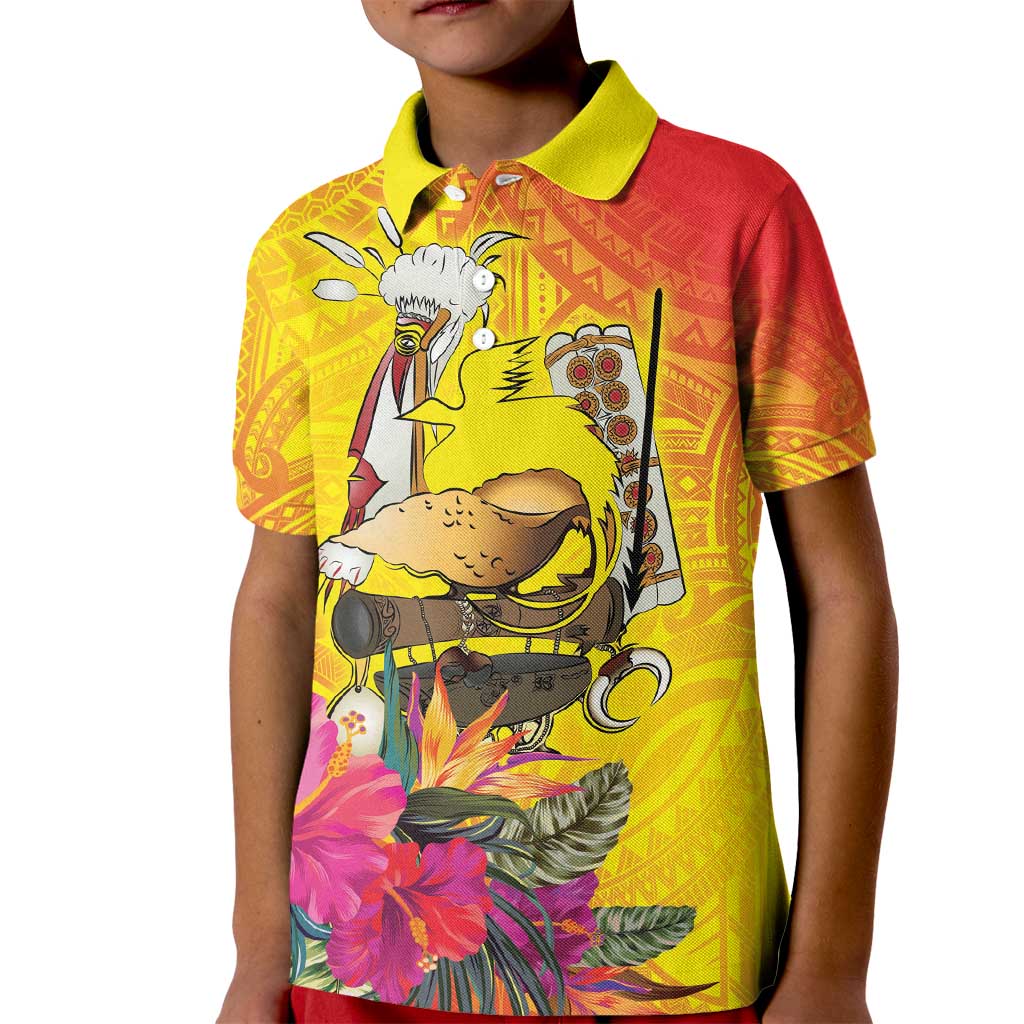 Papua New Guinea Cultural Tropical Flowers Kid Polo Shirt