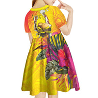 Papua New Guinea Cultural Tropical Flowers Kid Short Sleeve Dress