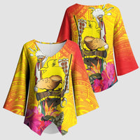 Papua New Guinea Cultural Tropical Flowers Kimono Sleeve Blouse - Polynesian Pride