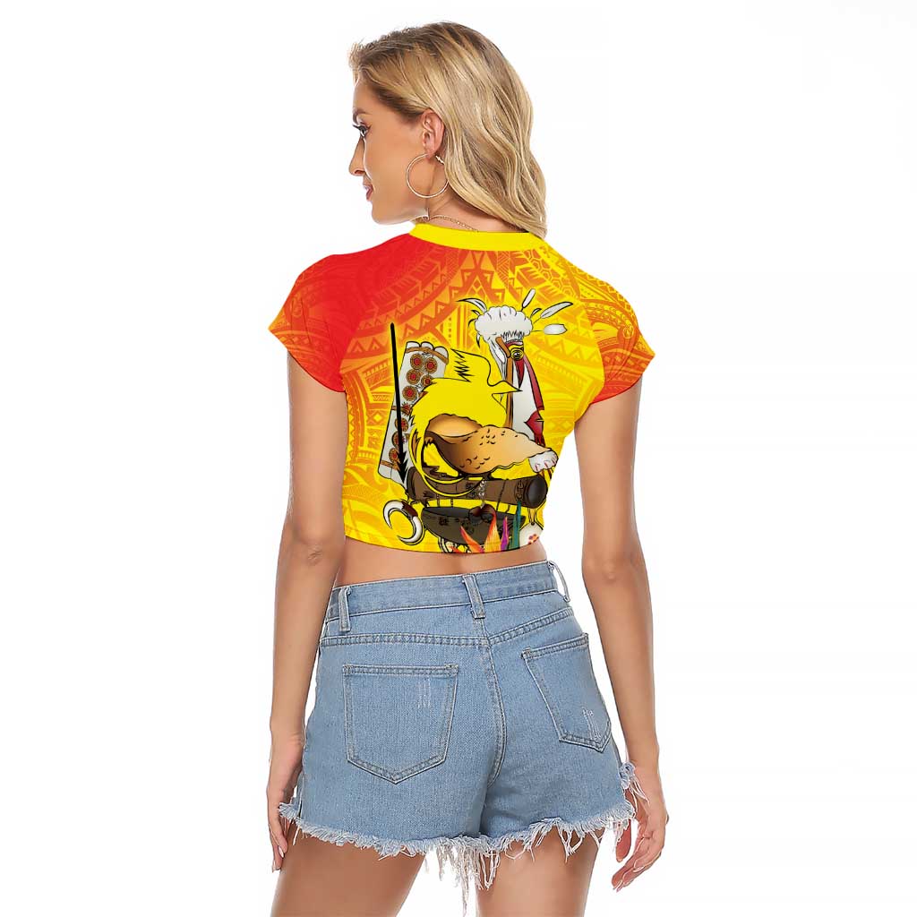 Papua New Guinea Cultural Tropical Flowers Raglan Cropped T Shirt