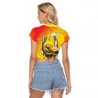 Papua New Guinea Cultural Tropical Flowers Raglan Cropped T Shirt