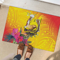 Papua New Guinea Cultural Tropical Flowers Rubber Doormat