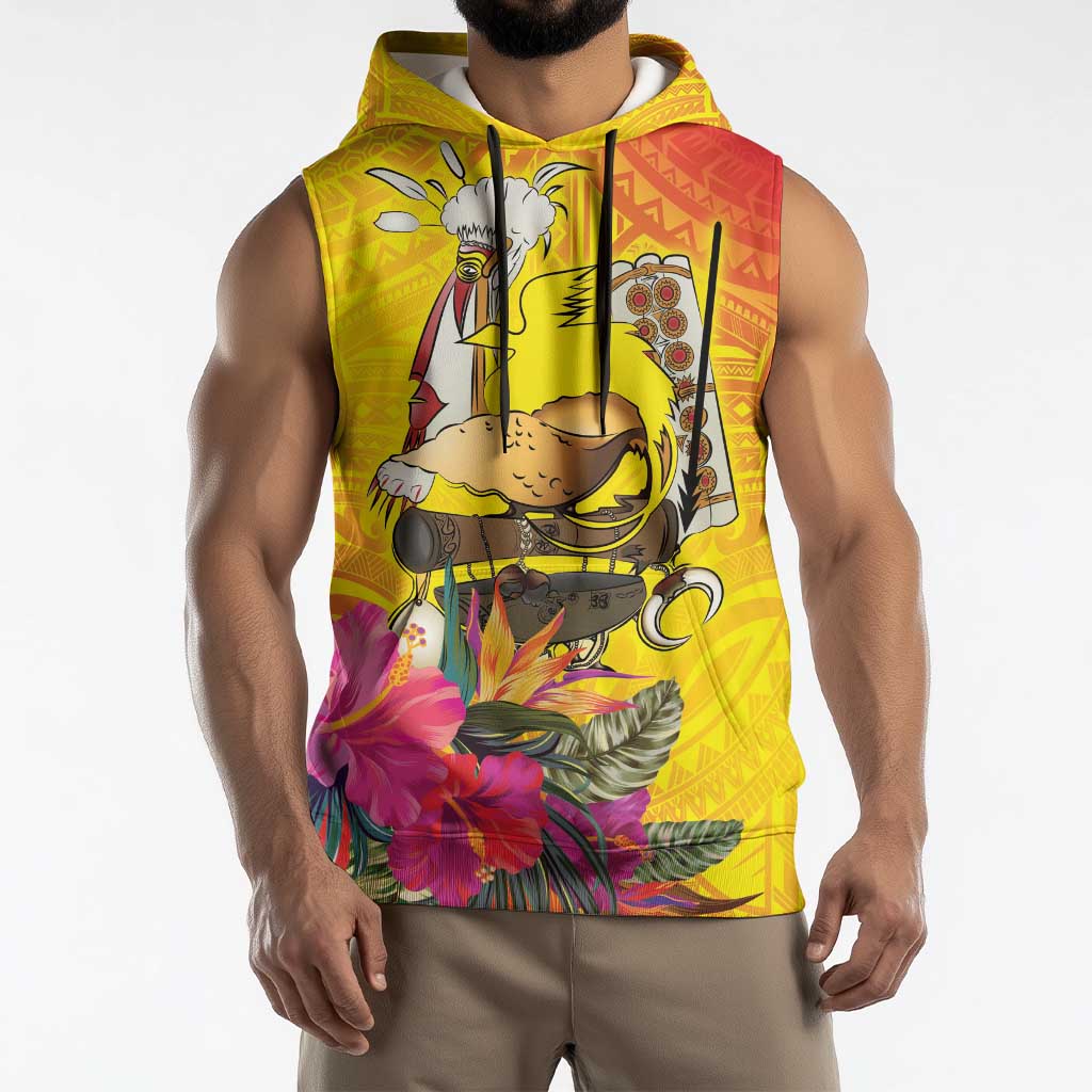 Papua New Guinea Cultural Tropical Flowers Sleeveless Hoodie LT9 - Polynesian Pride