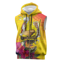 Papua New Guinea Cultural Tropical Flowers Sleeveless Zip Hoodie - Polynesian Pride