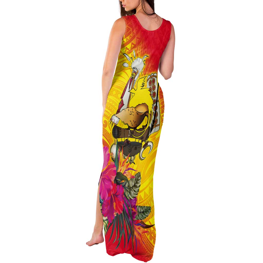 Papua New Guinea Cultural Tropical Flowers Tank Maxi Dress
