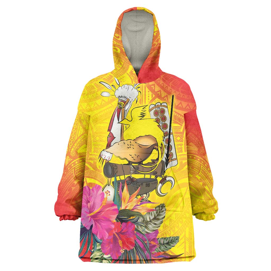 Papua New Guinea Cultural Tropical Flowers Wearable Blanket Hoodie