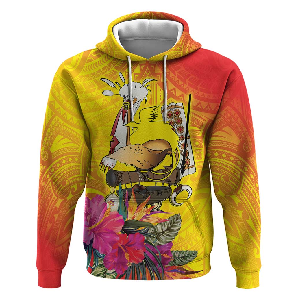 Papua New Guinea Cultural Tropical Flowers Zip Hoodie LT9 Pullover Hoodie Gold - Polynesian Pride