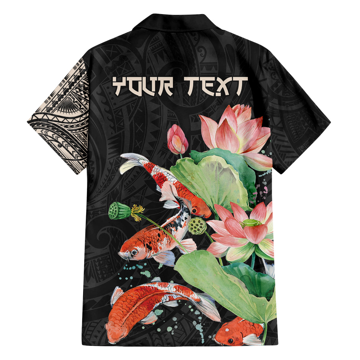 Personalized Japanese Koi Fish Family Matching Tank Maxi Dress and Hawaiian Shirt with Polynesian Pattern