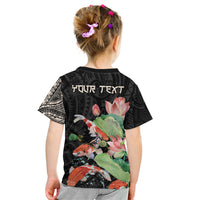 Personalized Japanese Koi Fish Kid T Shirt with Polynesian Pattern