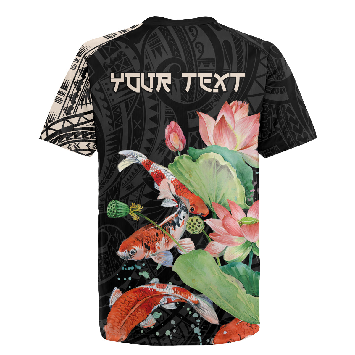 Personalized Japanese Koi Fish Rugby Jersey with Polynesian Pattern