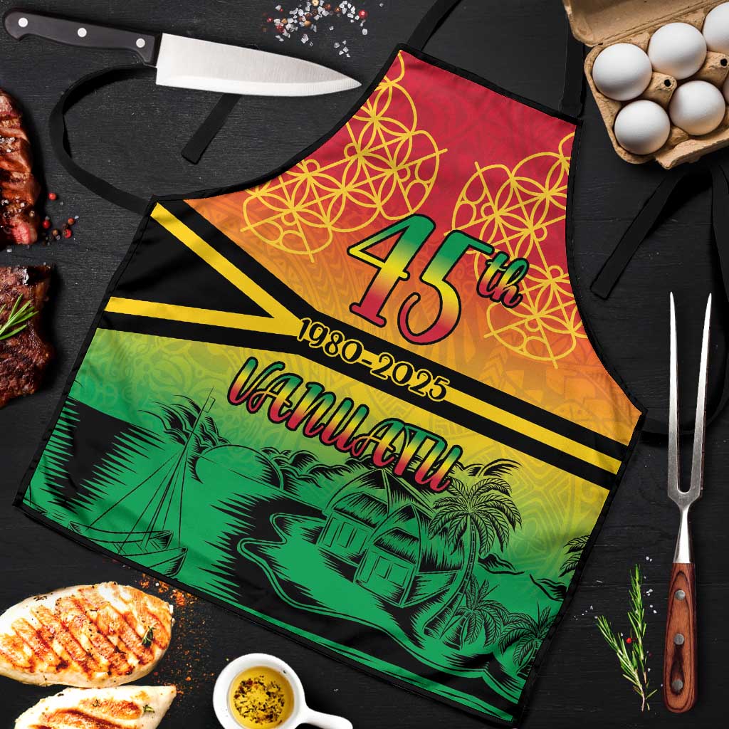 Hapi 45th Indipendens Dei Vanuatu Apron Yumi 1980 with Vanuatuan Beach Landscape - Polynesian Pride